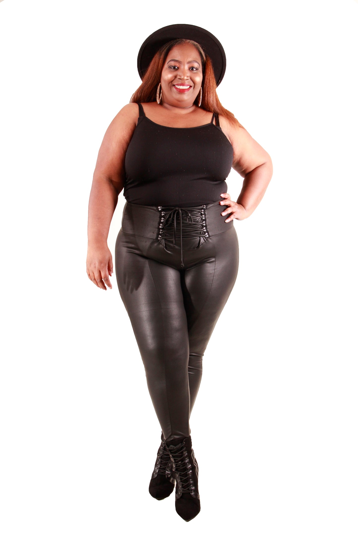 Laced Faux Leather Leggings