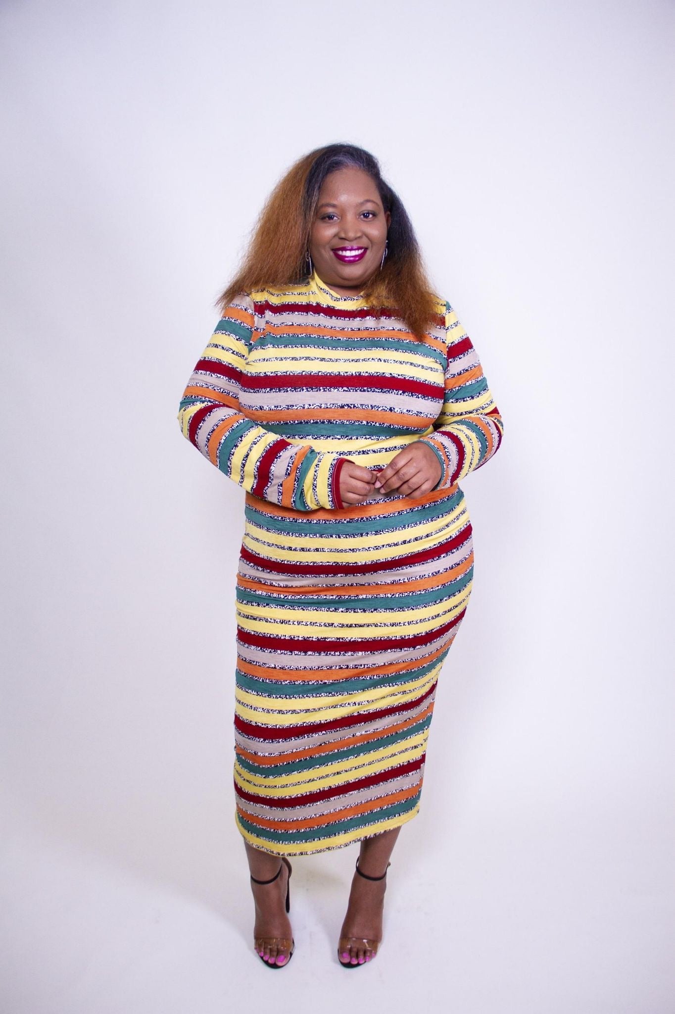 'Classy' Stripe Midi Dress